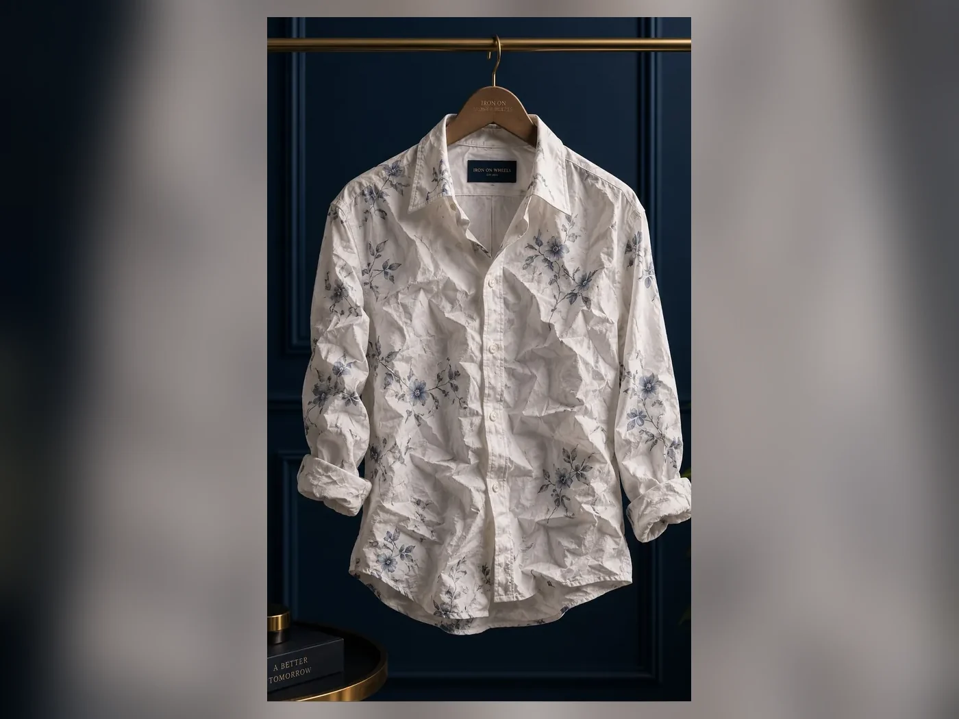 A shirt before pressing — creased and slumped